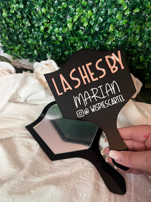 Lash technician lash prop and mirror, for photo taking and social media.